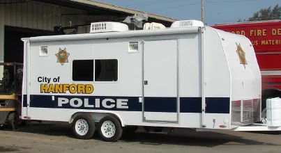 Telescoping scene light mounted on a custom trailer
